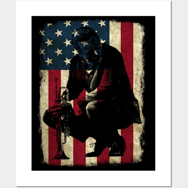 Vintage American Flag Miles  Legend Wall Art by Symmetry Stunning Portrait